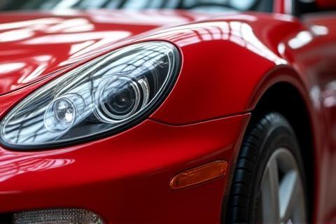 A gleaming car exterior after meticulous detailing service, showcasing deep paint shine.