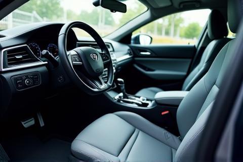 A clean and fresh car interior after professional vacuuming and cleaning, highlighting spotless surfaces.