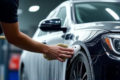 Car getting exterior wash